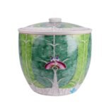 12inch Chinese Porcelain Pastel Cabbage Leaf Pattern Lidded Pot Jar