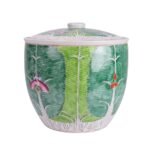 12inch Chinese Porcelain Pastel Cabbage Leaf Pattern Lidded Pot Jar - Image 2