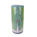 Green Bok Choy  Pink Butterfly Pattern Jingdezhen Porcelain Umbrella Stand - Image 2