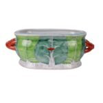 Hand-Painted Bok Choy Motif Oval Foot Bath Porcelain Planter - Image 2
