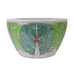 Famille Rose Green Cabbage Leaf and Butterfly Pattern Pot - Image 2