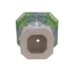 Famille Rose Green Cabbage and Butterfly Pattern Octagonal Flower Pot - Image 3