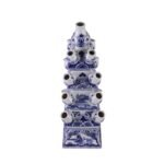 Imperial Red Blue and White Ceramic Chinoiserie Tulip Vase - Image 2