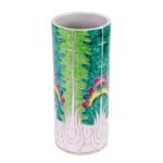 Hand-Painted Bok Choy Cabbage Leaf Ceramic Vase Jingdezhen Porcelain - Image 2