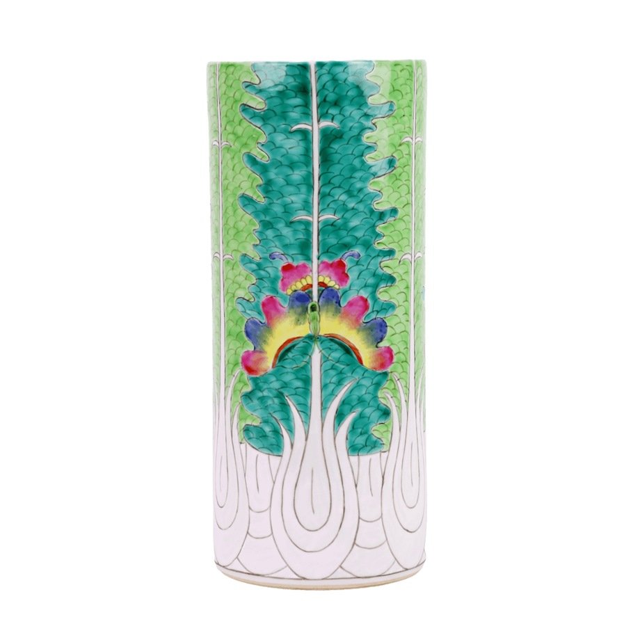 RZIH17-B_7356 Hand-Painted Bok Choy Cabbage Leaf Ceramic Vase Jingdezhen Porcelain - Image 1