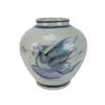 blue white handcrafted ceramic handpainted vase