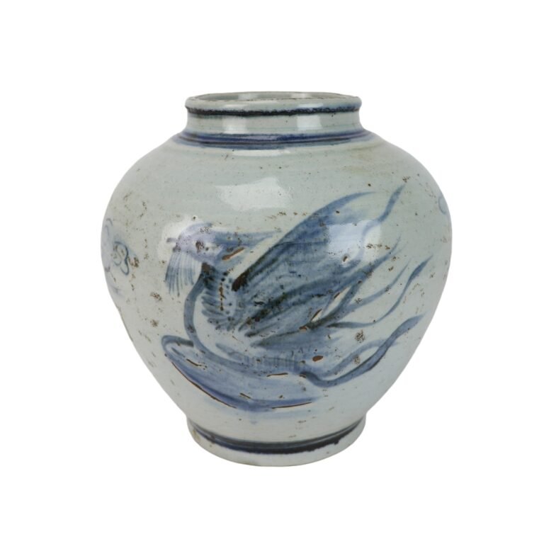 blue white handcrafted ceramic handpainted vase