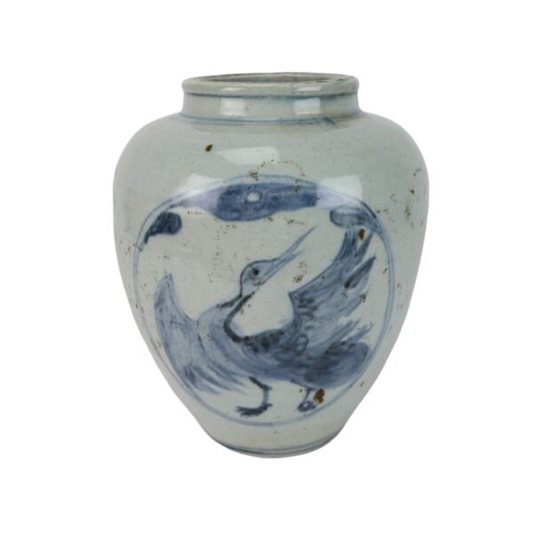 Exquisite Crane Pattern Ceramic Jar