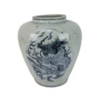 Jingdezhen Hand Painted Blue and White Dragon Design Ceramic Vase Decor