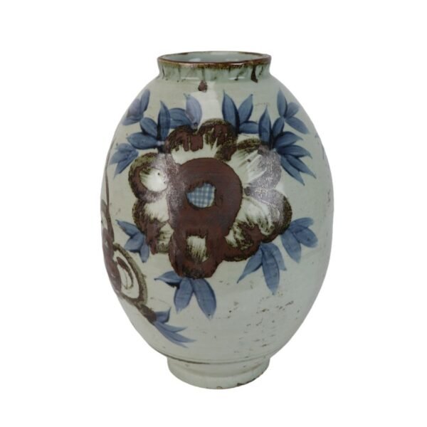 Underglaze Red Porcelain Jar with Elegant Flower and Leaf Motifs Decor