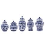 Blue and White Porcelain Ceramic Tea Jar Kitchen Pot