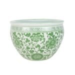 Green and White Floral pattern Ceramic Flower Pot - Image 2