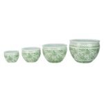 Green and White Floral pattern Ceramic Flower Pot