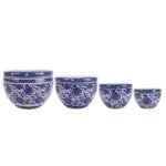 Blue and White Floral Pattern Ceramic Pot and Vase