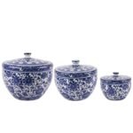 Blue and White Porcelain Lotus Lid Jar