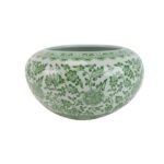Green and White Ceramic Floral Vase Fish Tank Pot - Image 2