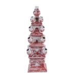 Imperial Red Blue and White Ceramic Chinoiserie Tulip Vase - Image 3