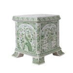 Large Size Chinoiserie Porcelain Green  and White Tulipiere Vase - Image 4