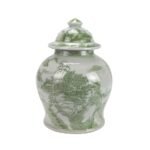 Green Landscape Chinoiserie Oriental Porcelain Jar