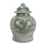 Green Landscape Chinoiserie Oriental Porcelain Jar - Image 3