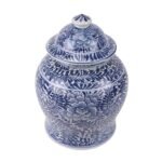 Blue and White Floral Vine Lidded Jar - Image 2