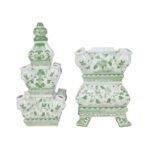 Porcelain Tulipiere Vase Blue Green and Red - Image 3