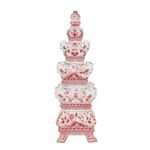 Porcelain Tulipiere Vase Blue Green and Red - Image 4