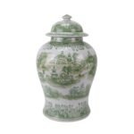 Green Chinoiserie Landscape Scenery Porcelain Ginger Jar - Image 4