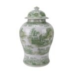 Green Chinoiserie Landscape Scenery Porcelain Ginger Jar - Image 3