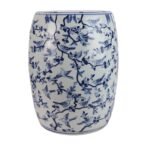 Blue and White Floral Bird Pattern Porcelain Garden Stool Side Table - Image 3