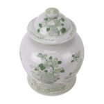 Chinoiserie Green Floral and Bird Ceramic Jar - Image 4