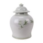 Chinoiserie Green Floral and Bird Ceramic Jar - Image 3