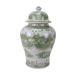 Green Chinoiserie Landscape Scenery Porcelain Ginger Jar - Image 2