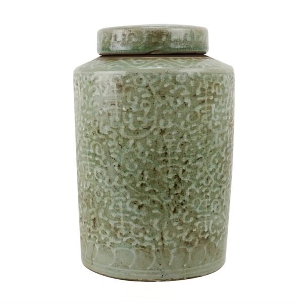 Mint green Dark Blue Pink Floral Carved Chinese pot