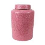 Mint green Dark Blue Pink Floral Carved Chinese pot - Image 4