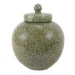 Midnight Blue Mint Green Tea Jar Ceramic Pot - Image 2