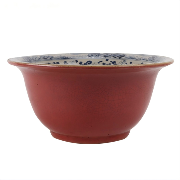 Blue and white bowl Crack Lion pattern Antique Red Bowl