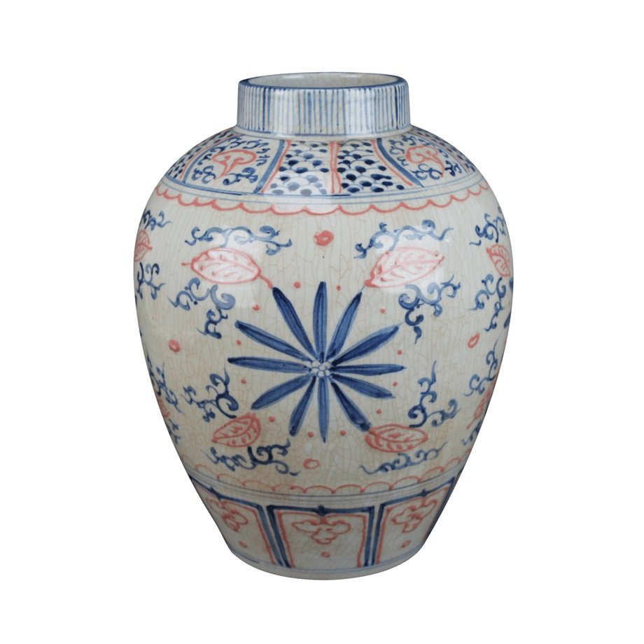 RZTL27-A_8136H37.3W29.4K12.5B16.8KG6.8j000200 Handpainted Floral Pattern Decorative Ceramic Vase Decoration - Image 1