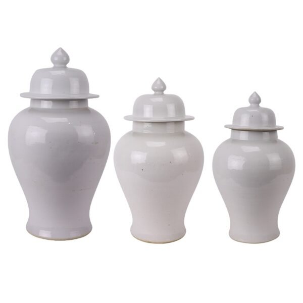 Jingdezhen Solid color Antique White Ceramic Lidded Jar Pot
