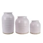 Antique Off-White Ceramic Table Straight Vase