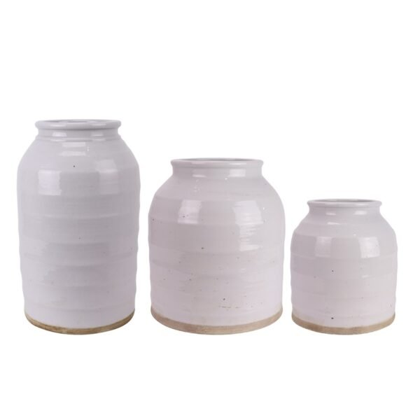Antique Off-White Ceramic Table Straight Vase