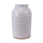 Antique Off-White Ceramic Table Straight Vase - Image 5
