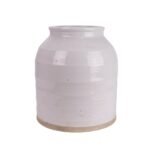Antique Off-White Ceramic Table Straight Vase - Image 4