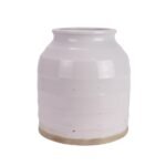 Antique Off-White Ceramic Table Straight Vase - Image 3