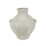 Jingdezhen Antique White Crackle Glaze Octagonal Ceramic Vase Pot