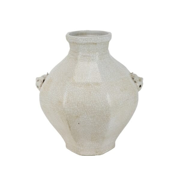 Jingdezhen Antique White Crackle Glaze Octagonal Ceramic Vase Pot