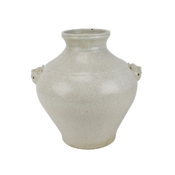 Antique Crackle White Octagonal Vase Pot
